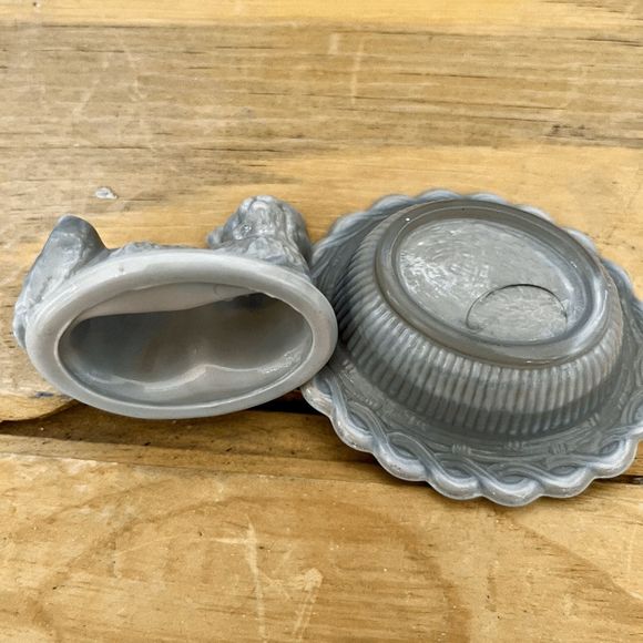 Mosser Glass Marble Gray Mini Cat Salt on Basket - Picture 2 of 4